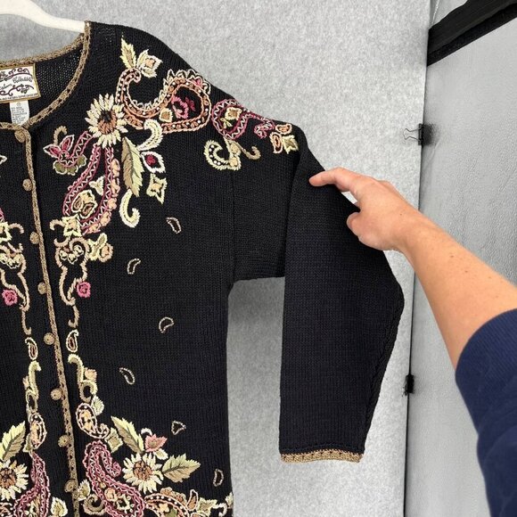 Heirloom Collectables VTG Floral Cardigan Size M Oversized Embroidered Beaded - Picture 4 of 11